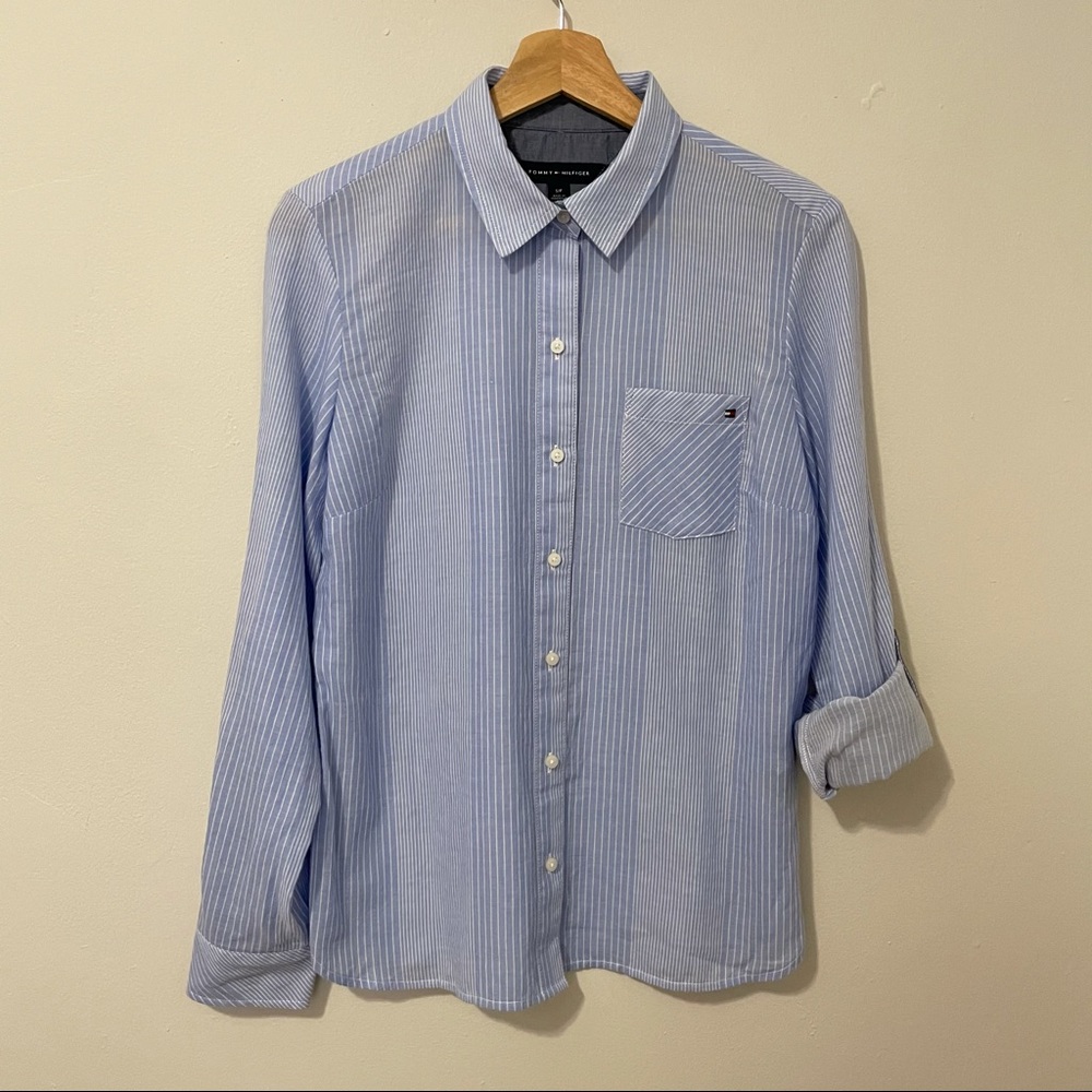 New Tommy Hilfiger Blue Stripe Button Down Shirt